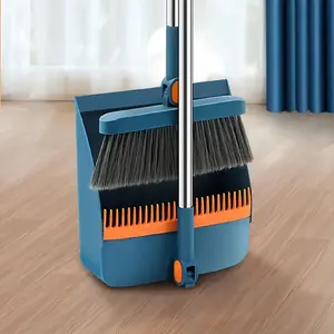 Home Broom and Dustpan Set, Broom with Dustpan, 1 Set Long Handle Rotatable Broom & Ridge Tooth Dustpan, Ideal for Home Kitchen Room Office School, Cleaning Supplies, Household Cleaning Tool