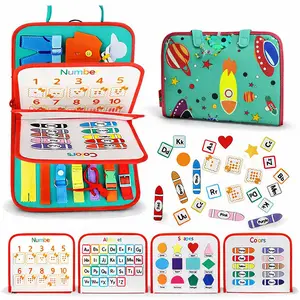 Space Adventure Busy Board  - Montessori Solar System Sensory Toy - Screen-Free Travel Bag for Toddlers 1-4Y - Best STEM Gift