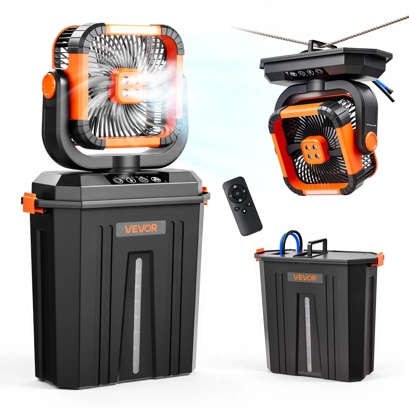 【summerfinds】VEVOR Misting Fan, 2400RPM Motor Camping Misting Fan, Mister Cooling Fans with 3.17 gal Water Tank, 20000mAh Battery, 4-Speed Wind & 3 Lighting Modes, Water Cooling Fans for Indoor, Outdoor, Patio