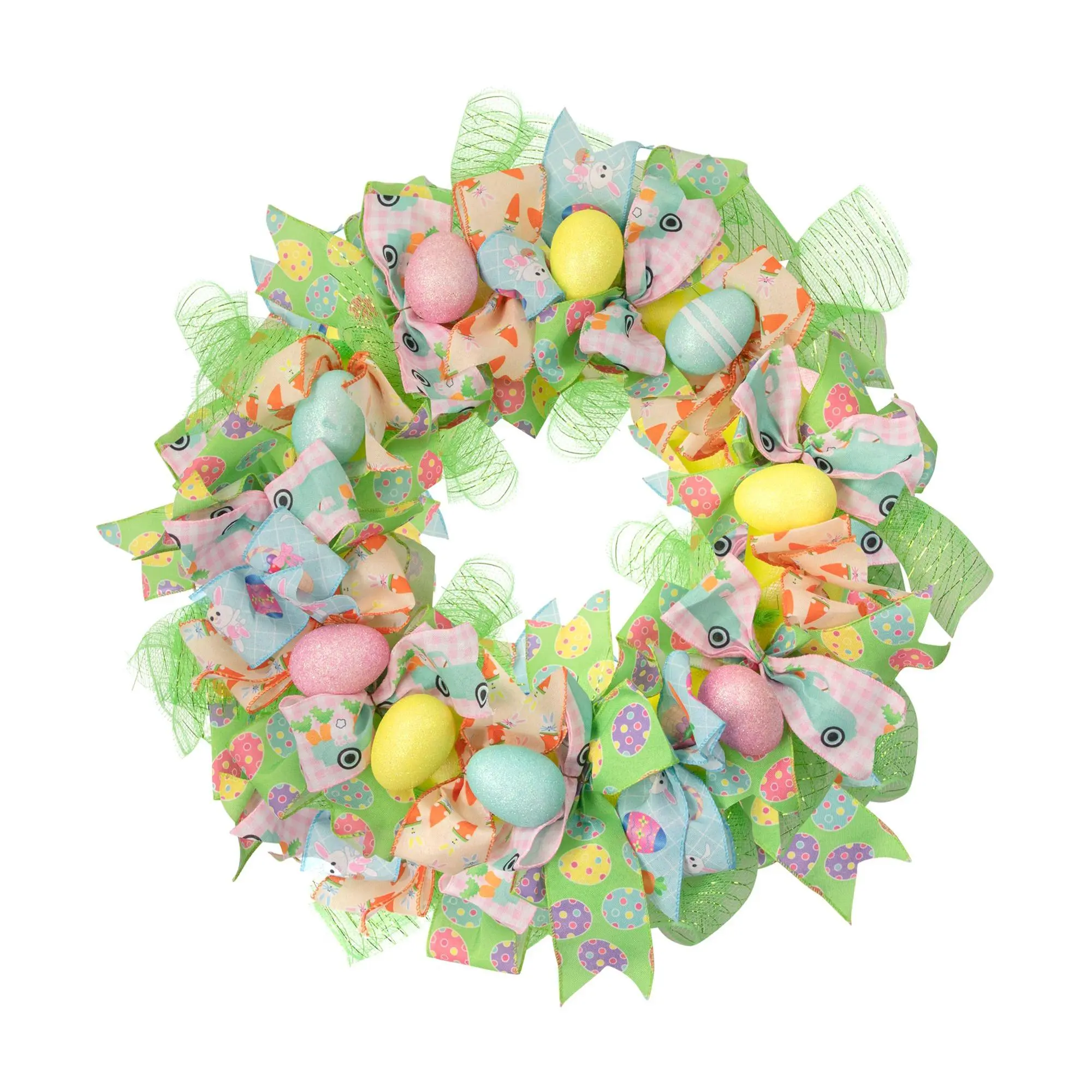 Northlight Pastel Easter Egg & Ribbons Wreath22-Inch  Unlit