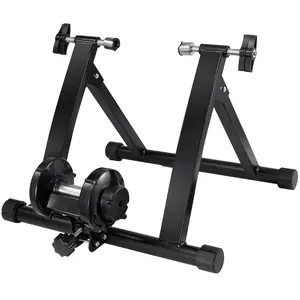 VEVOR Bike Trainer Stand, Magnetic Stationary Bike Stand for 26"-29" Wheels, Low Noise Motor, Protable Folding Bicycle Trainer for Indoor Riding Exercise, with Quick-Release Lever & Front Wheel Riser