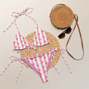 Coquette Cherry Pink Striped Matching Set | Family & Bridesmaid Beachwear | Plus Size String Bikini