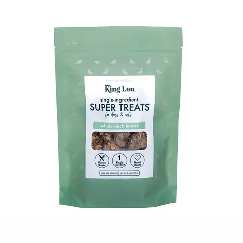 King Lou Pets Whole Duck Hearts for Cats and Dogs – Taurine-Rich, 100% USA Sourced, All Natural, Minimally Processed Pet Products