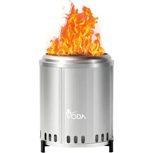 VODA Smokeless Tabletop Fire Pit, 12.5 Inch Wood Burning Firepit with Stand for and Camping