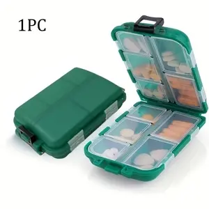 10-compartment Pill Organizer, Supplement Organizer, 1 Count Portable Pill Storage Box, Airtight Moisture-proof Pill Organizer for Travel, Home