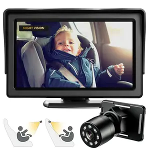 Car Mirror, Baby Car Monitor 4.3'' HD Display with Night Vision Feature, Rear Facing with Wide Clear View