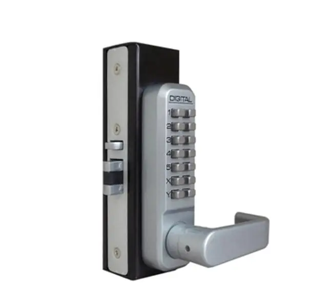 Lockey 2985-SN-DC Mechanical Keyless Narrow Stile Lever Handle Lock With Passage Function And Double Sided Combination - Satin Nickel