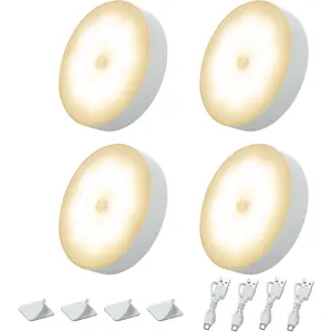 4-Pack Rechargeable Magnetic Motion Sensor Night Light  | Long Lasting | For Closet Hallway Baby Nursery
