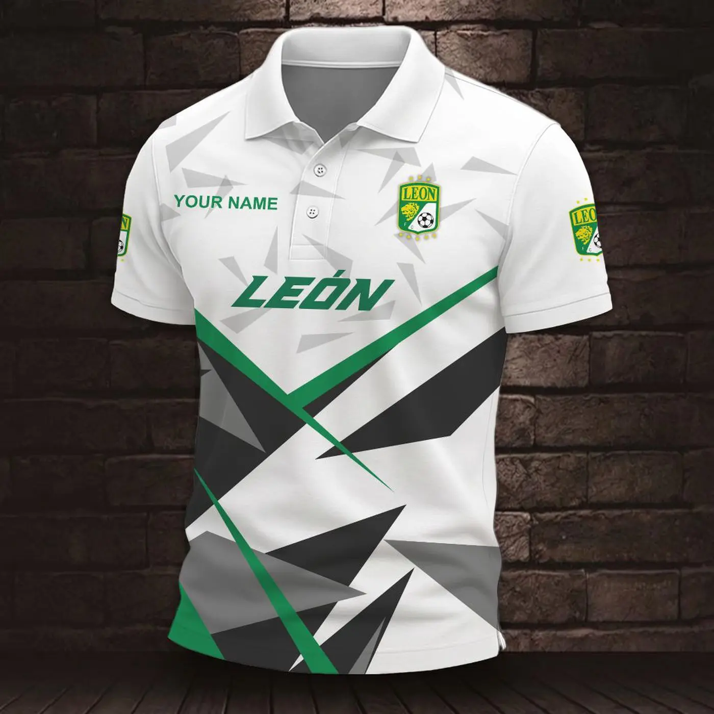 LIGA MX Club Leon Personalized Name Multi Color Polo ST2605