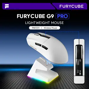 FURYCUBE G9 Pro Wireless Mouse Tri-Mode BK3533 Chip Ultra-lightweight 12000DPI For Gaming Office Wireless Gaming Mouse, Rechargeable RGB Lighting Mouse with Charging Base, Optical Sensor Mouse for Gaming & Office Gaming Accessories,Gift