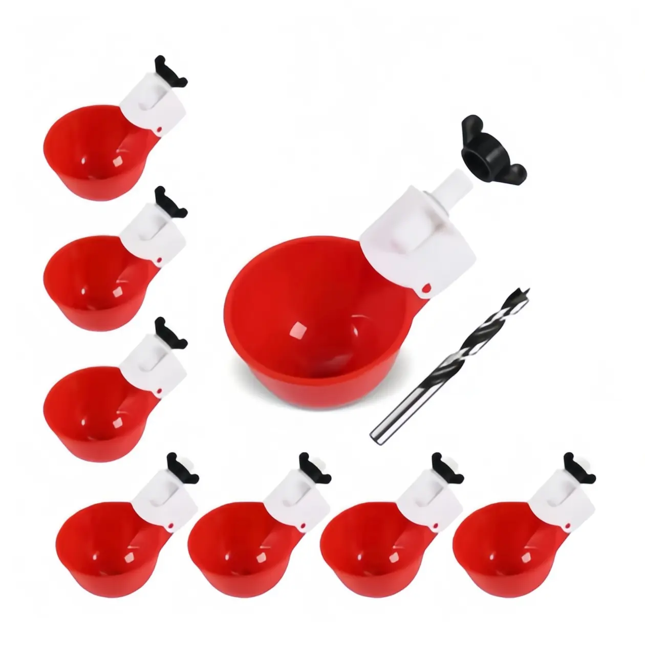 8PCS Chicken Waterer Cups, 3rd Generation DIY Large Automatic Chicken Water Feeder Cup, Tee Fittings,with Fitting for Poultry, Duck, Goose, Turkey