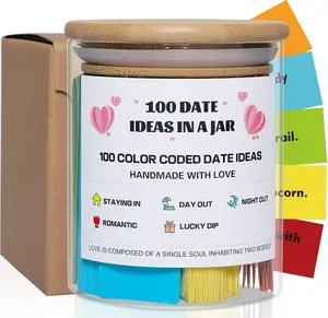 100 Date Ideas In A Jar Date Night Ideas Color Coded Date Ideas Budget-friendly Date Jar Wedding/Anniversary/Bridal Shower/Newlyweds Gifts for Couples, pure
