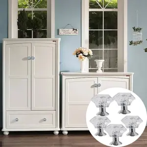 26 Pieces 24mm Diamond Shape Cupboard Knobs with Screws, Crystal Clear Glass Cabinet Drawer Pulls, for Kitchen, Dresser, Cupboard, Bathroom, Wardrobe