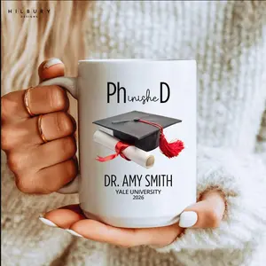 PhD Graduation Mug Personalized, Phinished Mug, PhD Graduation Gift, Ph D Grad Coffee Cup, Custom PhD Doctorate Mug for Him or Her