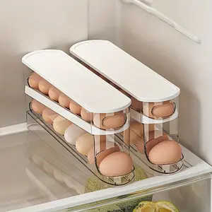 Clear Rolling Egg Storage Box – 1 Count Space-Saving Egg Holder, Durable Stackable Plastic Egg Organizer for Refrigerator, Fridge & Kitchen Accessories, Easy Access Design