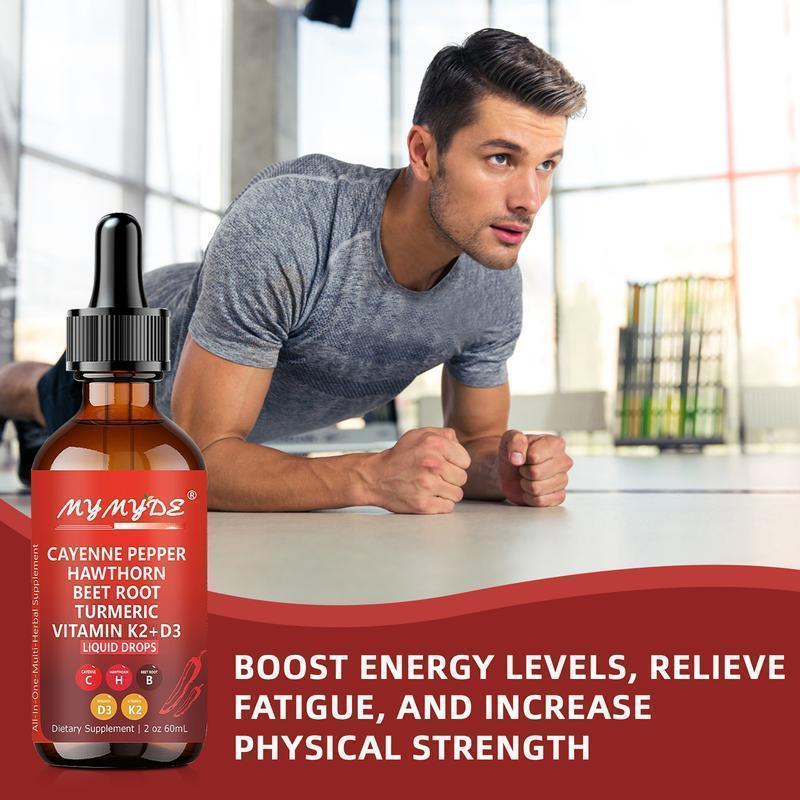 Cayenne Pepper Supplement Liquid Drops + Hawthorn Berry, Vitamin D3 K2 Organic Beet Root Powder, Ceylon Cinnamon, Turmeric Curcumin, Panax Ginseng Healthcare Dietary Edible Cayenne Pepper Supplement Liquid Drops + Hawthorn Berry, Vitamin D3 K2 Organic Beet Root Powder, Ceylon Cinnamon, Turmeric Curcumin, Panax Ginseng Healthcare Dietary Edible