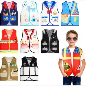 P-CPA010    10 Pcs Kids Community Helper Dress Up Vest Career Cosplay Cloth Toddlers Occupation Pretend Play Costume (3-5 Years)