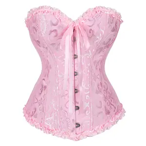 Overbust Corset Top Floral Renaissance Womens Lace Up Boned Overbust Corset Bustier Halloween Costumes Halloween Gothic Party Outfit 819-D1