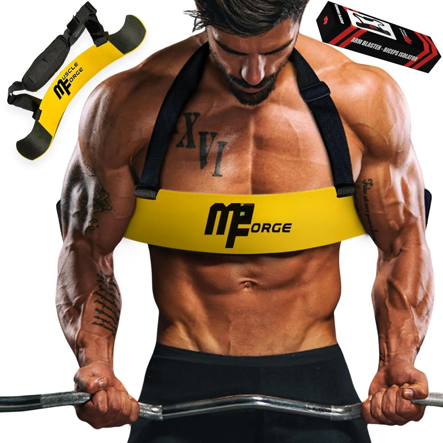 Arm Blaster for Biceps & Triceps for Men with Adjustable Straps, Bicep Blaster Isolator, Bicep Curl Support, Bodybuilding & Weightlifting, Biceps Workout Equipment for Gym
