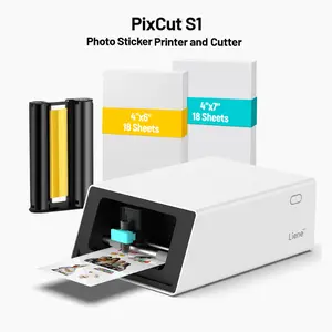 Liene PixCut S1 All-in-One Photo Sticker Printer & Cutting Machine - Bluetooth Thermal Dye-Sublimation Sticker Maker for DIY Crafts & Personalized Gifts, 300 DPI Prints, AI Auto-Cutting, Smart Design App with AI Creation Tools, Label Printer