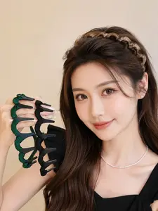 Wave-Style High Crown Headband Set for Women, 3 Pack Non-Slip Hair Bands, Zig Zag Hair Hoop Clips, School, Work, Casual