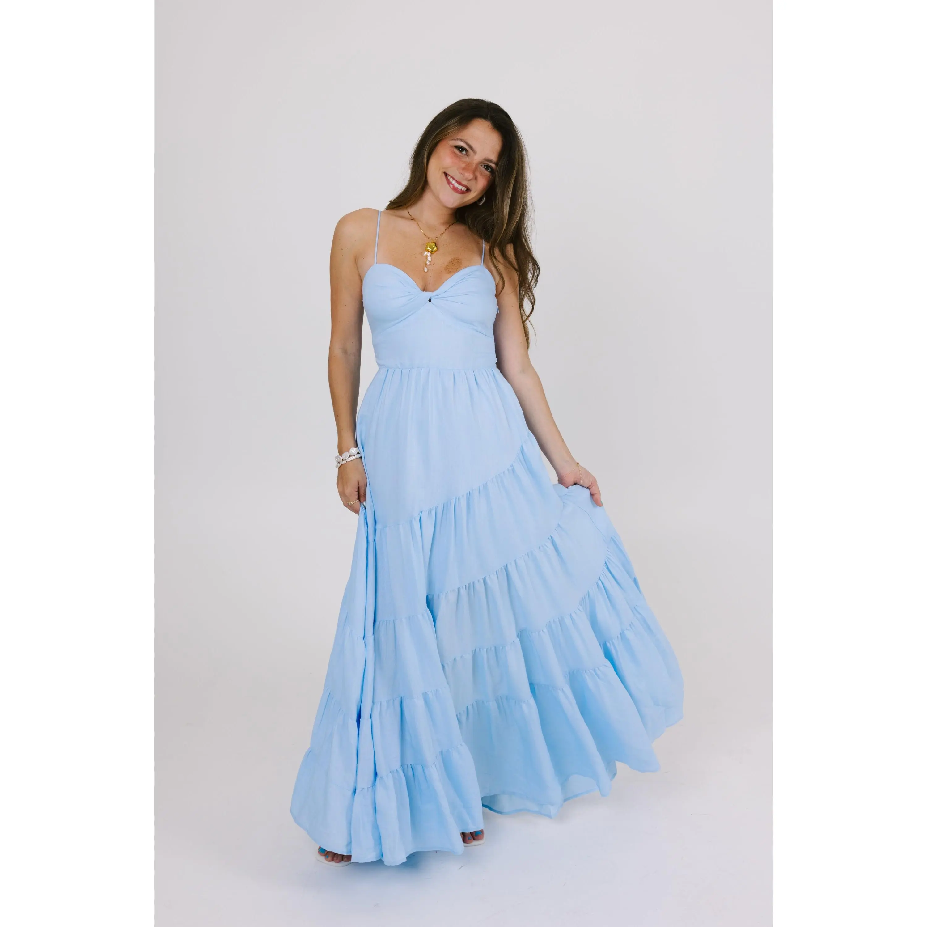 carrie's blue dress LIONESS Carrie Halter Dress Blue Check– Selfie Leslie main image 1