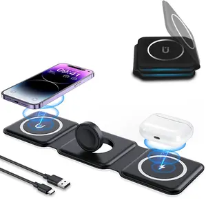 Foldable and  Portable easy to carry, can charge mobile Android phones, smart watches, headphones 3 in 1 Wireless Charging Dock for Mobile Electronic Devices - Compatible with Phones & Smartphones wireless charger