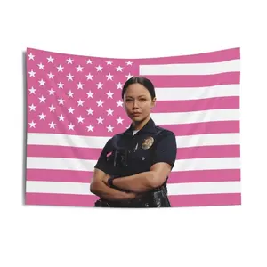 Lucy Chen The Rookie Pink American Flags For Wall Decor, Indoor wall stickers, room decorations, single-sided polyester wall flags, tapestries