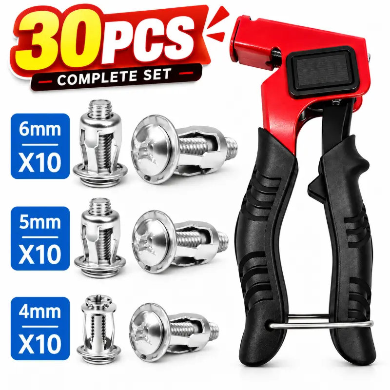30Pcs/90Pcs Heavy-Duty Carbon Steel Button Rivet Locking Nuts Set - Durable, Rustproof, Bolt-Compatible Industrial & Furniture Hardware for Panel Fixing, Sheet Metal Repair (M4, M5, M6 Sizes)