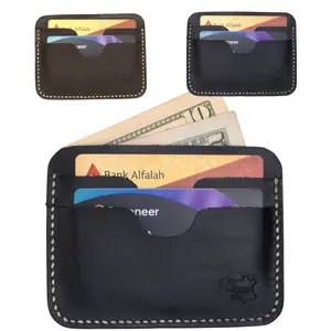 Men’s Handmade Full Grain Leather , Genuine Leather Horizontal Card Holder for Everyday Use – Stylish,  Ideal Gift for Him