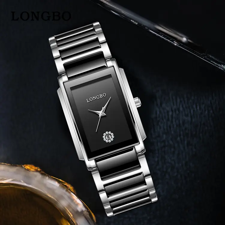 Men’s Quartz Business Wristwatch - Rectangular Dial with Diamond Date Accent, Durable Stainless Steel Band, Modern Fashionable Wristwatch for Work & Formal Occasions