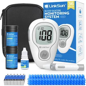 LinkSun G-425-3 Blood Glucose Monitor Kit with 100/50 Test Strips & 100/50 Lancets, 500 Memory, Control Solution, Lancing Device, No Coding, G-425-3 Blood Sugar Monitor, Home Use Glucose Meter with mmol/L Results, Healthcare