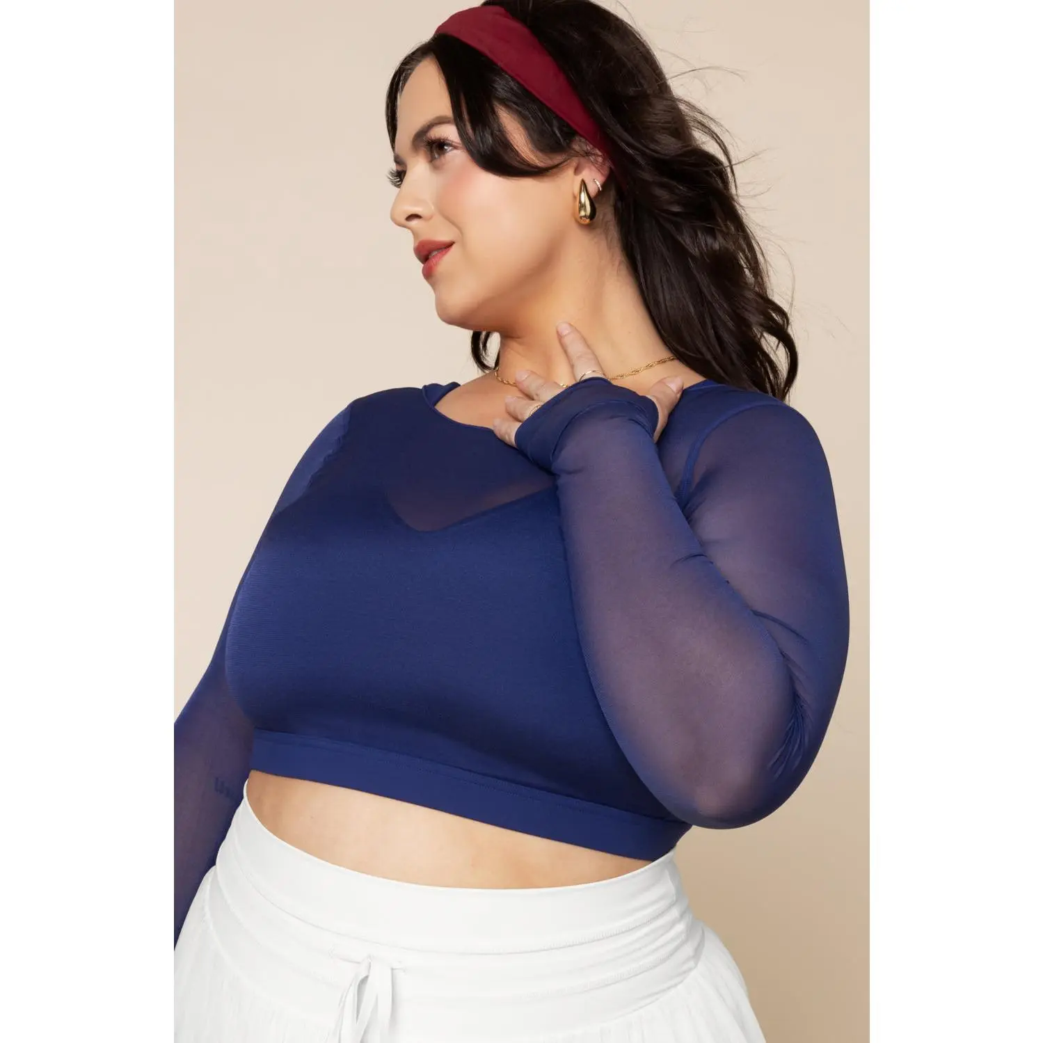 Coquette Long Sleeve Mesh Bra - Sapphire