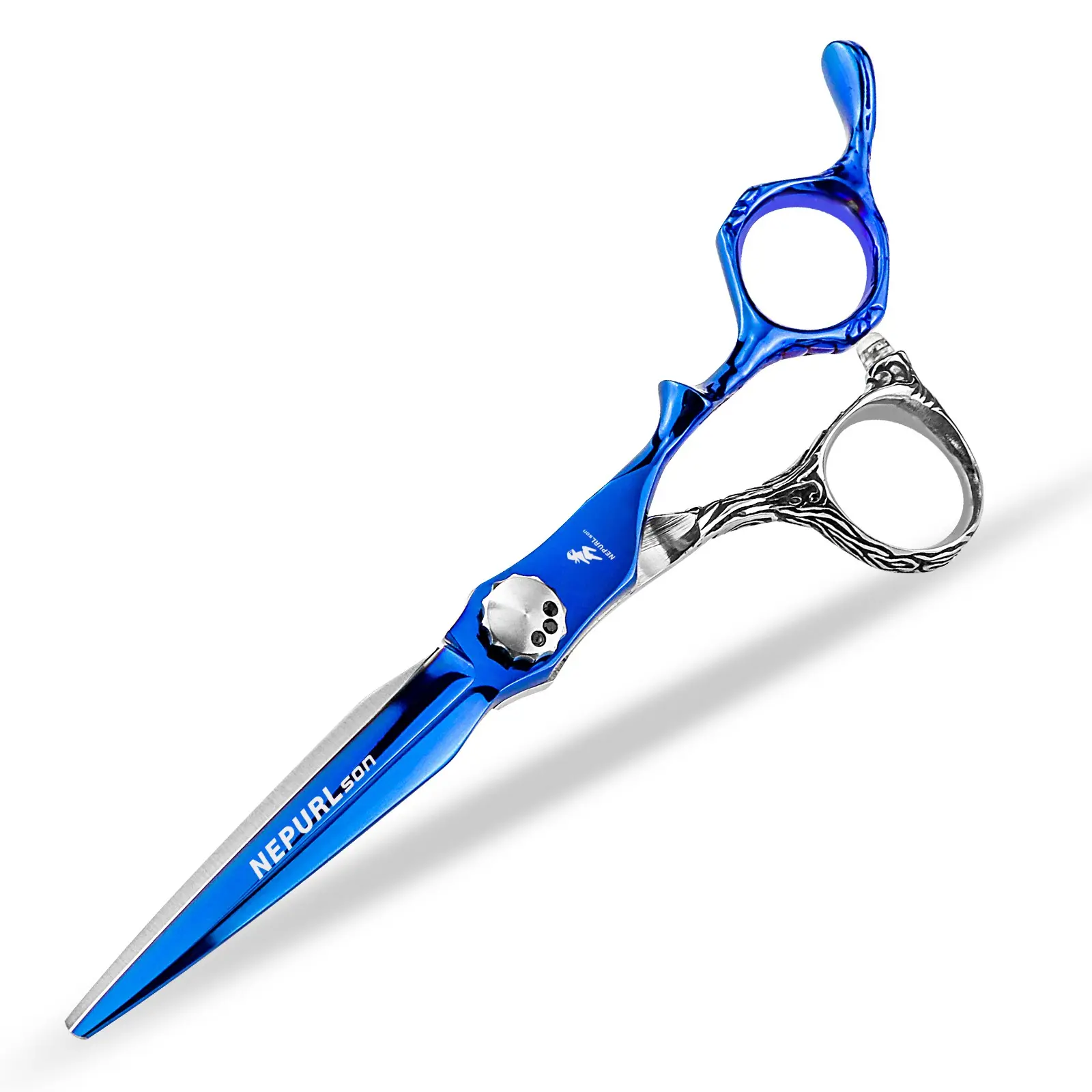 6.0 Inch Blue Wood Grain Hair Cutting Scissors, High-Grade 440C Stainless Steel, Ergonomic Right-Handed, Unisex Barber Clipper, Heatless, Barber Equipment, Hair Tools