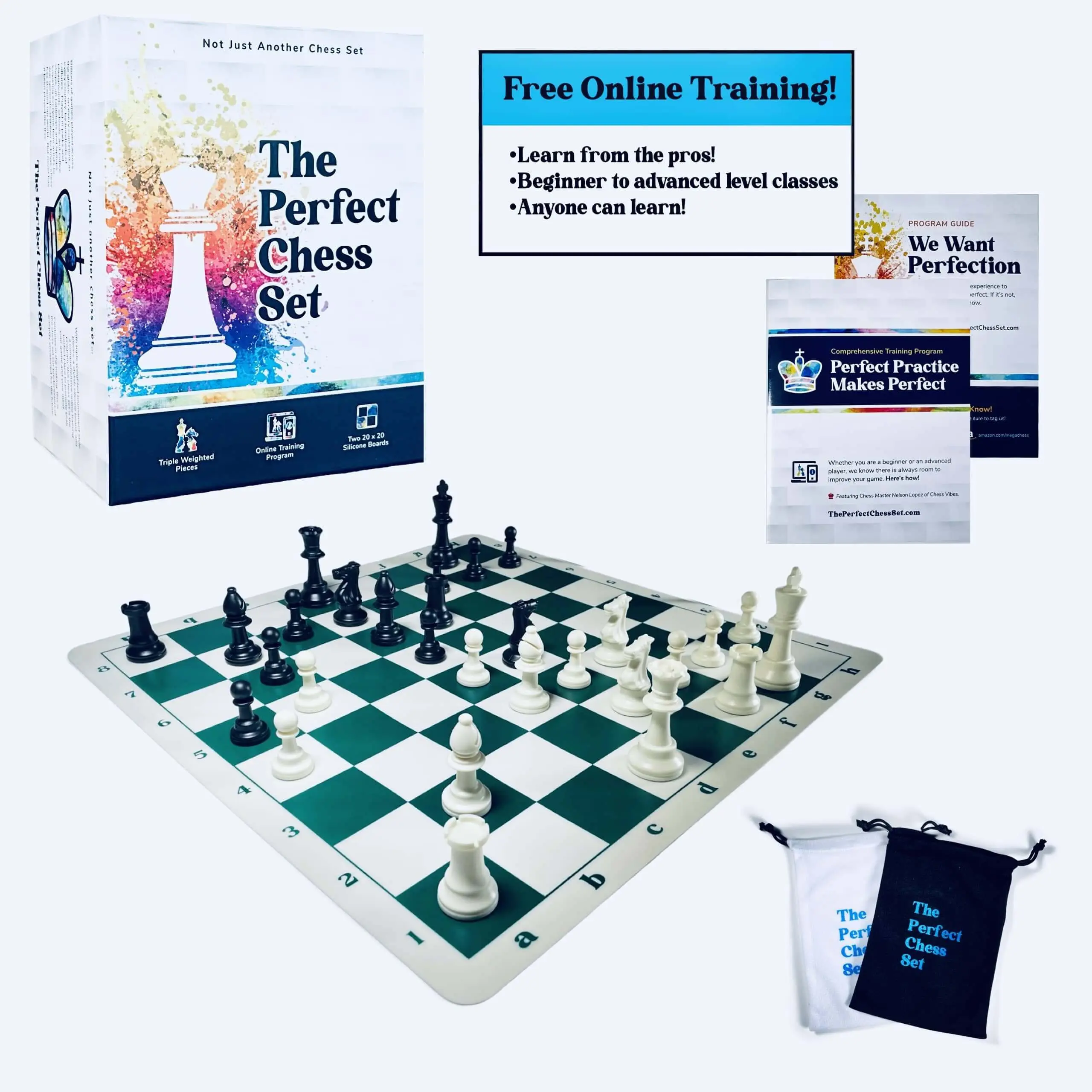 MegaChess Tournament Chess Set with Triple-Weighted Staunton Pieces, Ideal for Family Bonding, Game Night, Learning Through Play, New Hobby