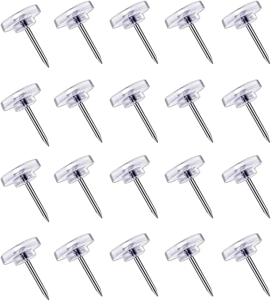 150 Count Push Pins, Clear Thumb Tacks, Flat Thumb Tacks Steel Point and Clear Plastic Head Pushpins, Transparent Thumbtacks for Cork Board Bulletin Boards for School, Office, Cork Board,Wall Hanging,