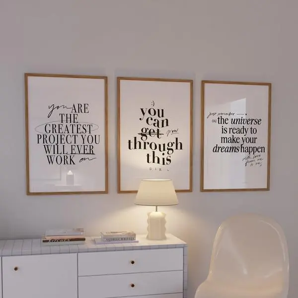 Minimalist Motivational Quote Print Set - Inspiring Hard Work Office Decor For Entrepreneurs - Wall Art Poster