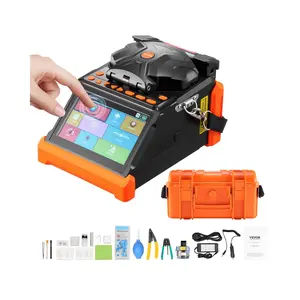 VEVOR Fiber Fusion Splicer 6 Motors, Core Clad Alignment Fibers Optic Splicer with 6s Fast Splicing and 13s Heating, 5 Touch Screen, 3 in 1 Fiber Holder, 7800mAh Battery for SM MM DS NZDS Fibers