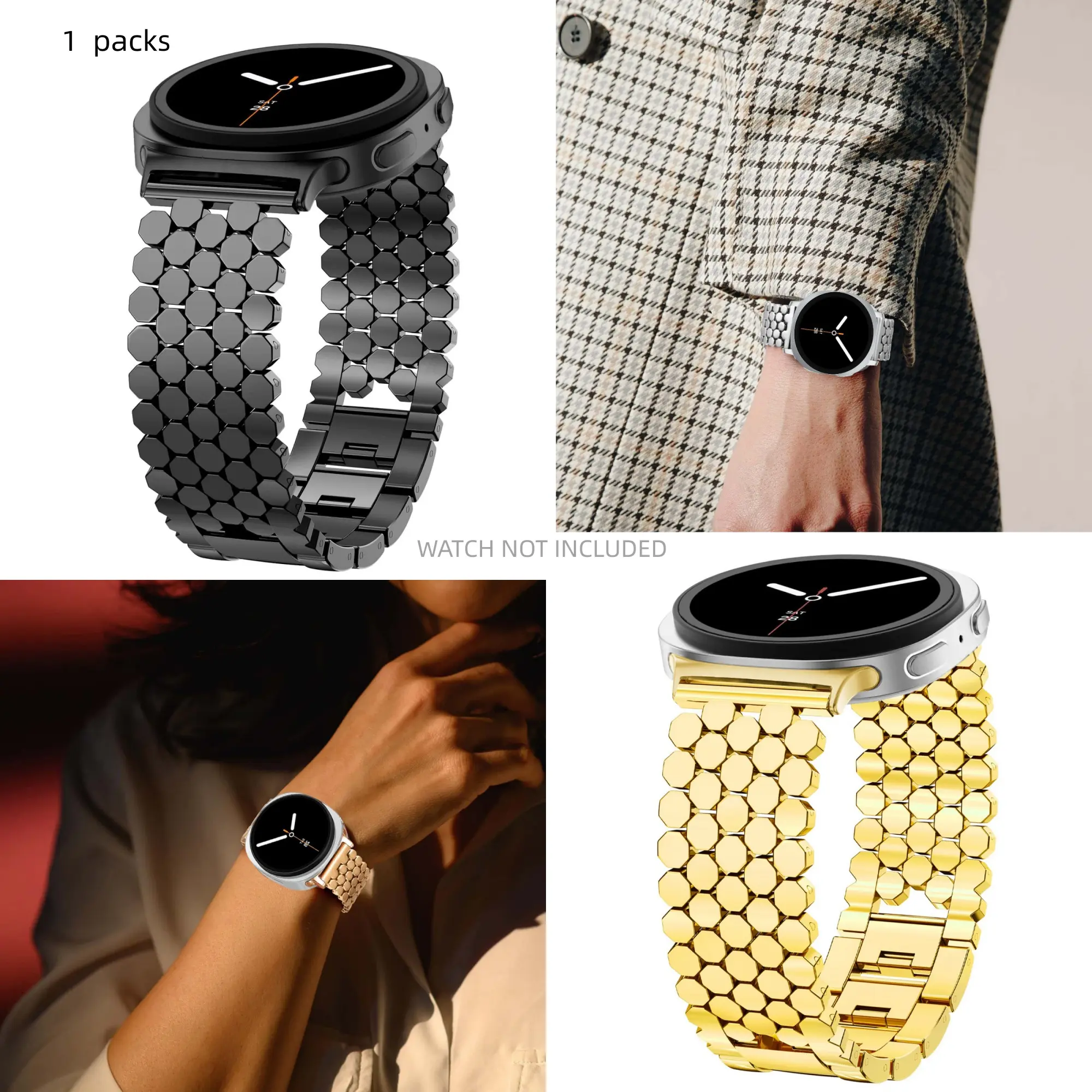 Stainless steel replacement chain metal strap for Samsung Galaxy Watch 8 40mm 44mm/Galaxy Watch 8 classic 46mm for men and women, lightweight, Durable replacement strap for Samsung Watch 8, honeycomb adjustable metal