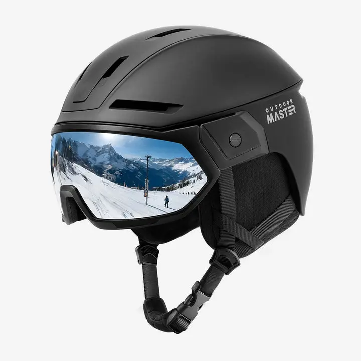 OutdoorMaster Ski Helmet and 2-in-1 Sun Visor Goggle Set