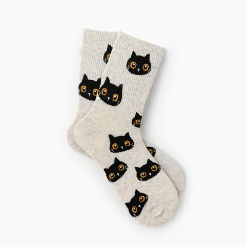 Cider [One Size] Cat Pattern Crew Socks