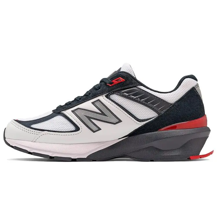 Men's New Balance 990v5 Round Toe Lace-Up Low-Profile Sneakers - Carbon Team Red, White, Black Retro Casual Running Shoes for Casual Wear (Style M990NL5)