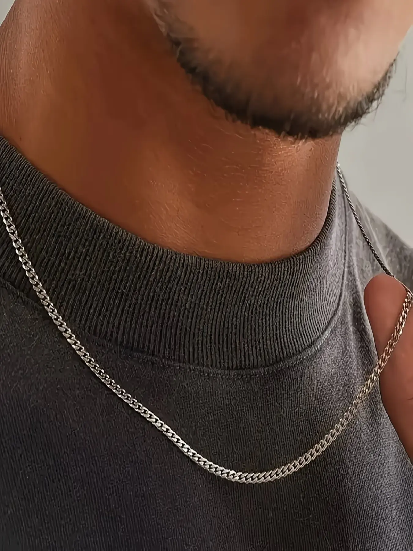 1pc Simplicity Stainless Steel Necklace Men's Simple Thin Neck Chain Jewelry Minimalist Chain Fashion Necklace Durable Fashion Accessory