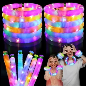 12 PCS Light Up Pop Tubes Glow Sticks,Light Up Pop Fidget Tubes Party Favors,Glow in The Dark Party Supplies,Goodie Bag Stuffers and Birthday Party Pack Return Gifts