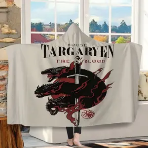 Game of Thrones Targaryen Three-Headed Dragon Blanket, Soft Flannel Throw, Digital Print, Warm Sofa Cover, Home Leisure, Air Conditioning