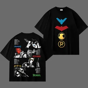 Vintage Bat Family Graphic T-Shirt, Nightwing Red Hood Red Robin Robin DC Comic Superhero Tee, Gotham Vigilante Streetwear Shirt, Bat Family Logo Classic Tee, Comic Book Fan Unisex Streetwear Shirt for DC Superhero Lovers
