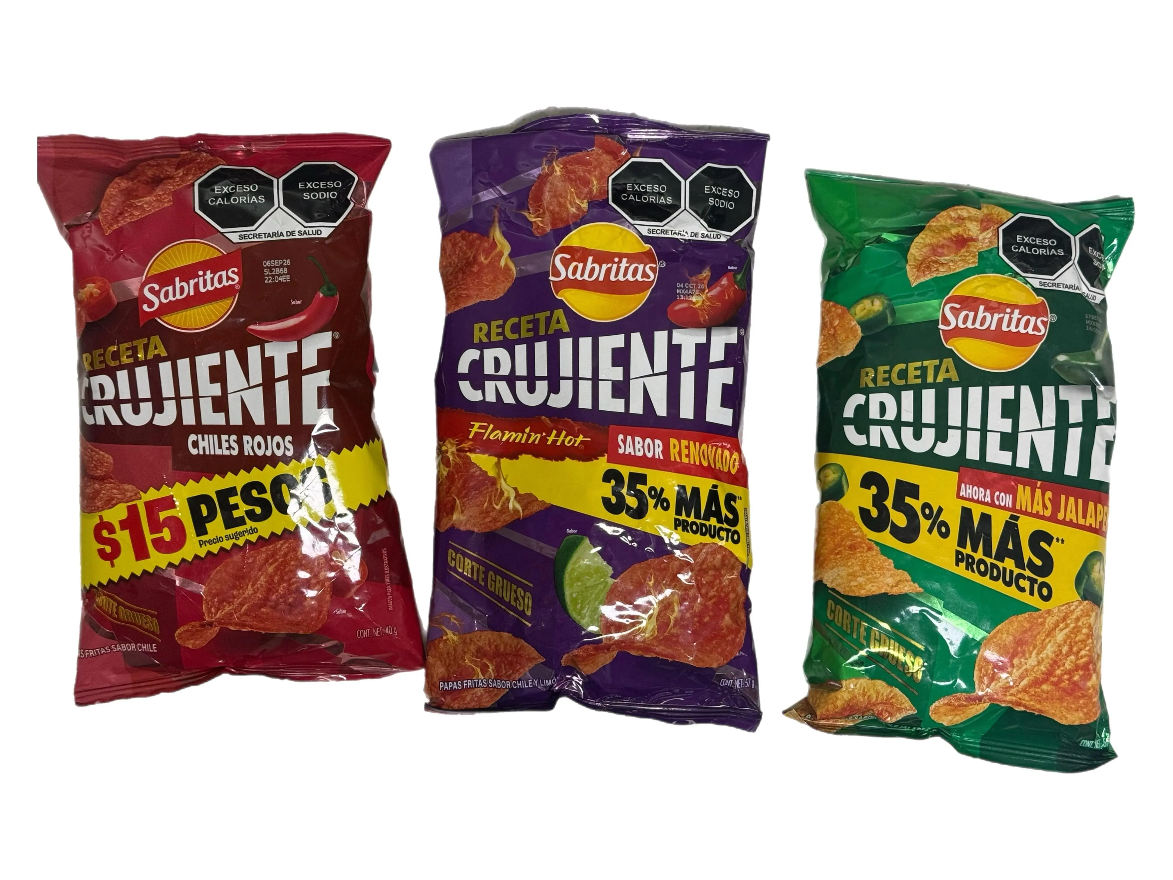 Sabritas Receta Crujiente Chiles Rojos, Flamin' Hot & Jalapeño - Mexican Thick Cut Potato Chips – Pick Your Flavor