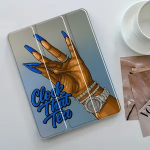 Hand Design iPad Case, Transparent Acrylic Stand Cover, Pencil Holder & Charger Slot, Fits iPad Pro/air/mini, Shock-resistant Full Cover Protective Case Suitable for Offices Schools and Homes, Tablet Accessories, Tablet Casing