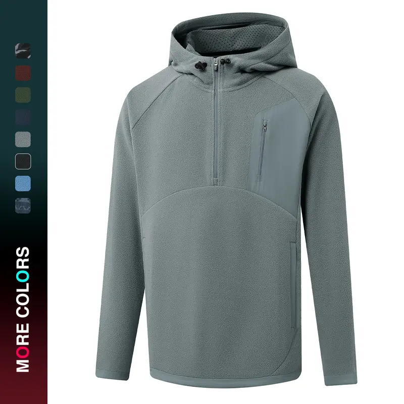 MAELREG Men's Quarter Zip Fleece Hoodie, Fashion Pullover Sweatshirt, Heavyweight Warm Hooded Top, Athletic Golf Outerwear