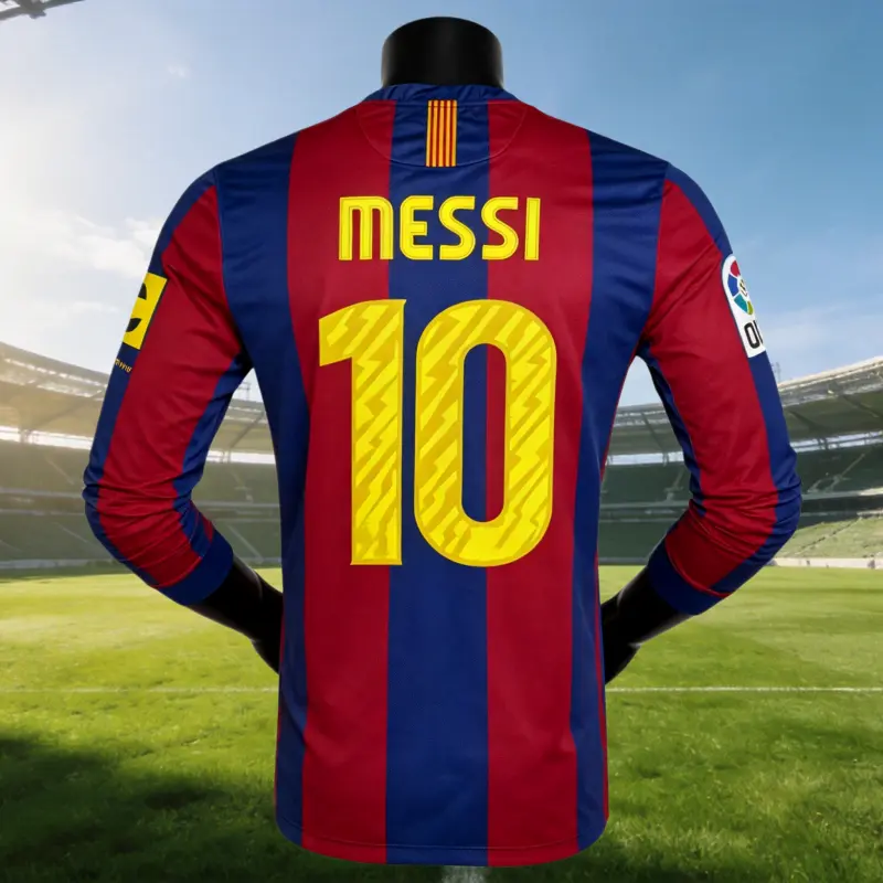10 11 Home Long Sleeve Retro Jersey 10# Messi Fans Version Soccer Jersey